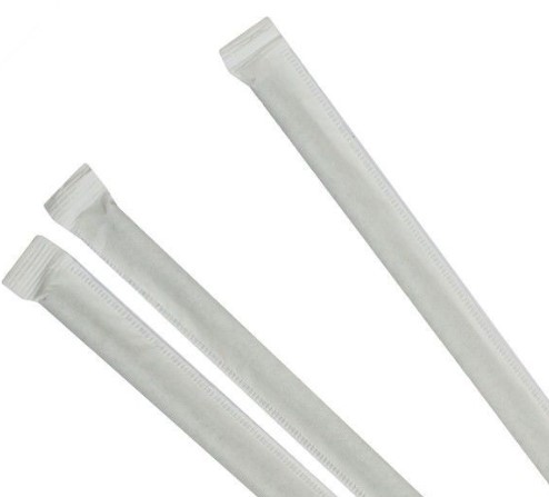 Трубочки для коктейлей в бумажной индивидуальной белой упаковке "Оникс" 200*8 мм