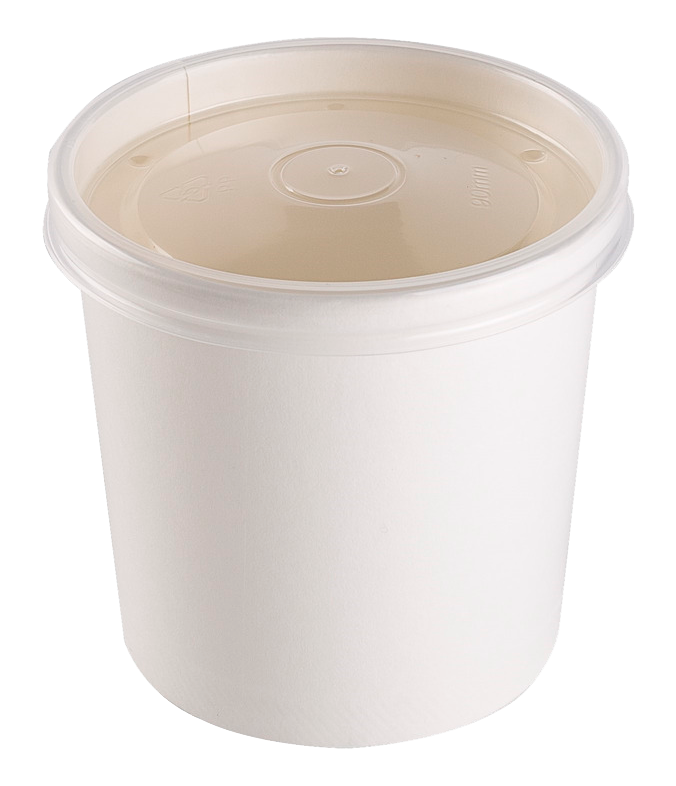 Одноразовая супница с пластиковой крышкой, белая, 320 мл (макс. 360 мл)