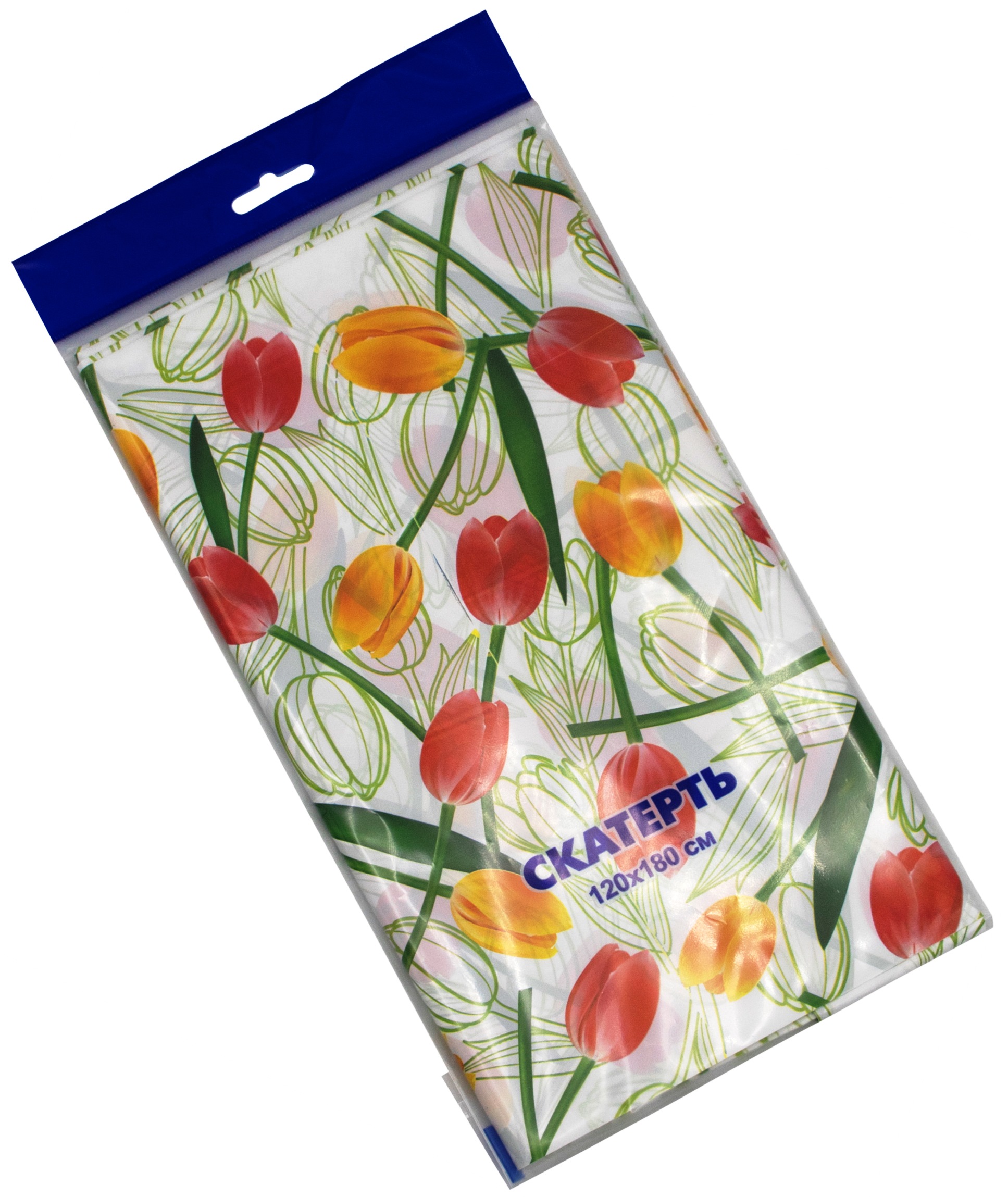 Одноразовая скатерть полиэтиленовая с рисунком "Солнечные тюльпаны" 120*180 см