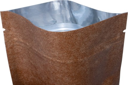 Крафт пакет дой-пак зип лок металлизированный коричневый 105*150 мм