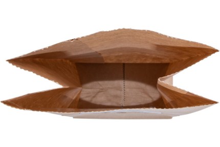 Бумажный крафт пакет без ручек с прямоугольным дном и окном, 100*60*200 мм