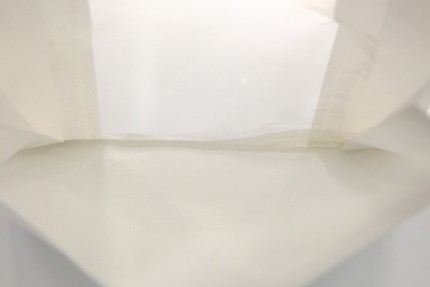 Бумажный белый пакет белый с плоским дном и окном, 110(50)*50*640 мм