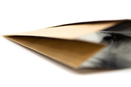 Бумажный металлизированный крафт пакет, 85*60*250 мм