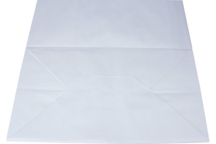 Бумажный крафт пакет с кручеными ручками, белый, 220*120*250 мм