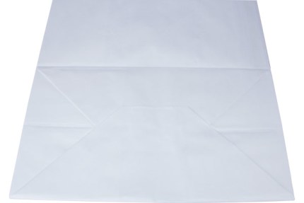 Бумажный крафт пакет с кручеными ручками, белый, 220*120*250 мм