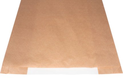 Бумажный крафт пакет с плоским дном и окном, 140(окно-60)*60*250 мм