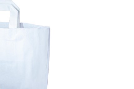 Бумажный крафт пакет с плоскими ручками, белый, 280*150*320 мм