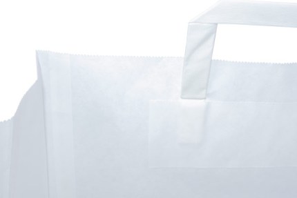 Бумажный крафт пакет с плоскими ручками, белый, 320*200*370 мм