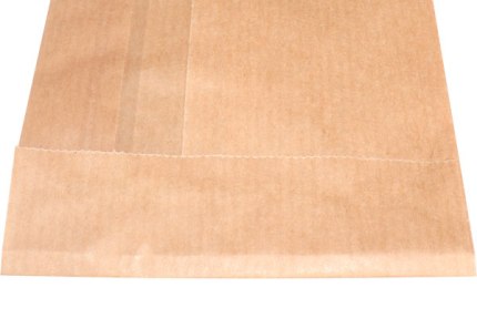 Бумажный крафт пакет с плоским дном и окном, 90(смещенное окно-35)*330 мм