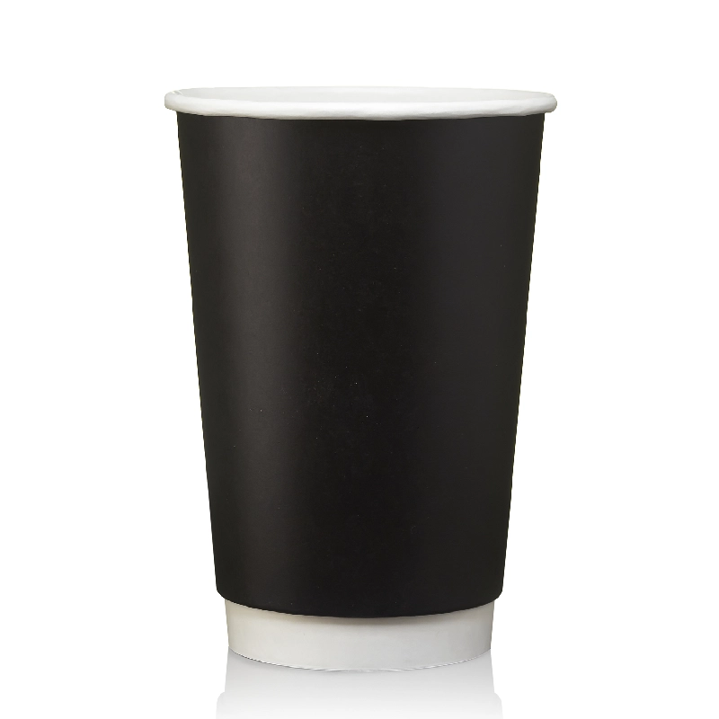 Бумажный двухслойный стакан 450 мл черный