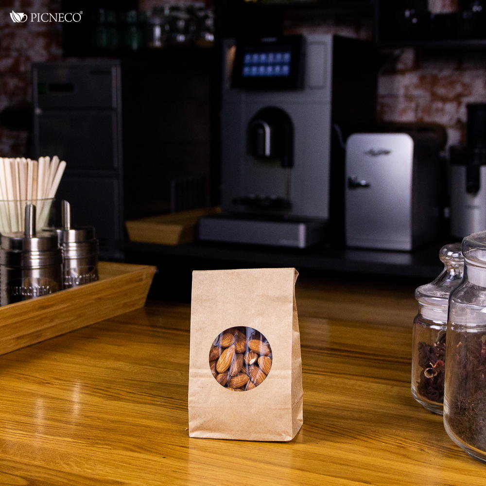 товар Крафт пакет с окном 50 мм, прямоугольное дно, 80*50*170 мм KPR008