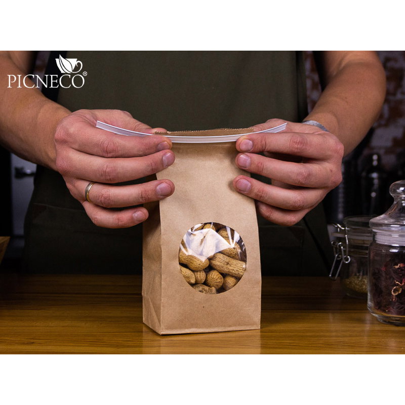 товар Крафт пакет с окном 50 мм, прямоугольное дно, 80*50*170 мм KPR008