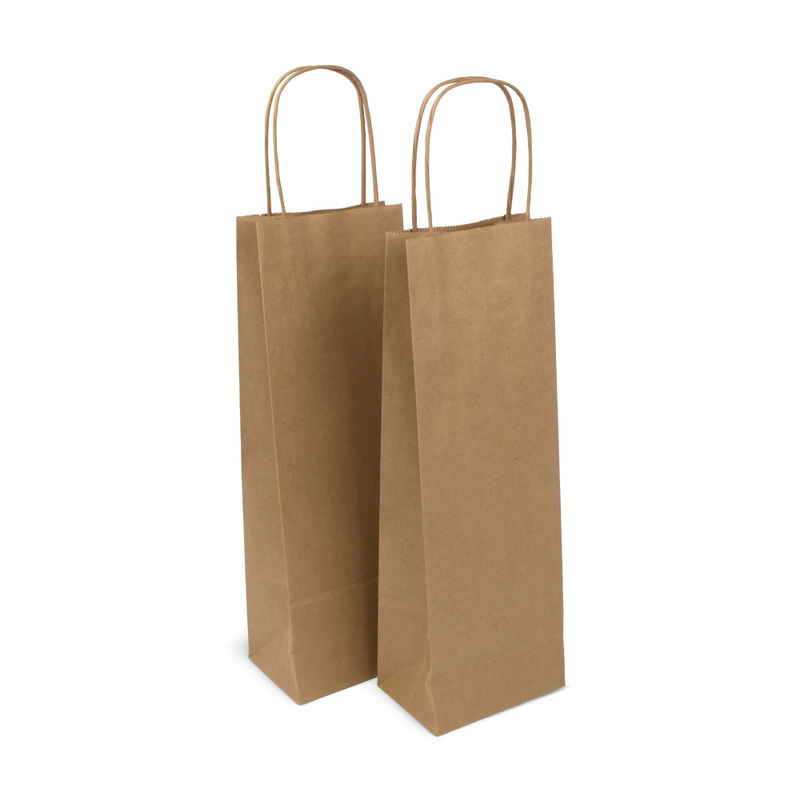 товар Бумажный крафт пакет с кручеными ручками под бутылку, 120*80*350 мм, 115 г/м2 KPK1235