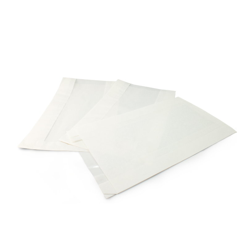 товар Бумажный крафт пакет с плоским дном и окном, белый, 200(окно-100)*60*340 мм KPO020