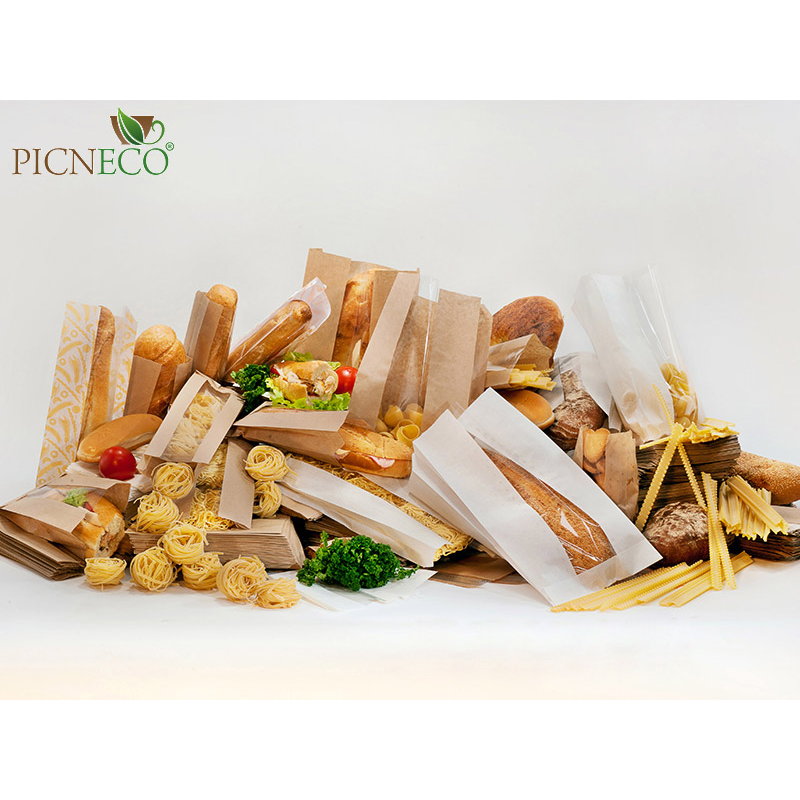 товар Бумажный крафт пакет с плоским дном и окном, белый, 200(окно-100)*60*340 мм KPO020