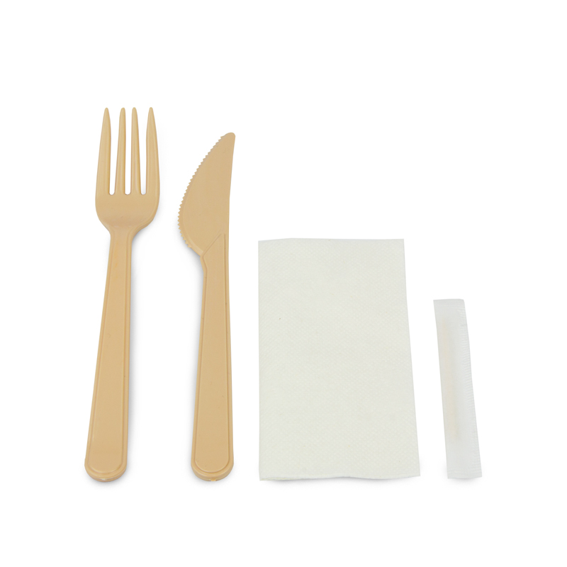 товар Набор бежевых приборов в инд. упаковке (нож, вилка, салфетка, зубочистка) V1-1005