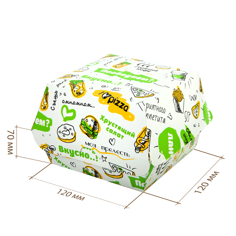 товар Упаковка для бургеров, 120*120*70 мм, большая, FOODкорт с замком BK354