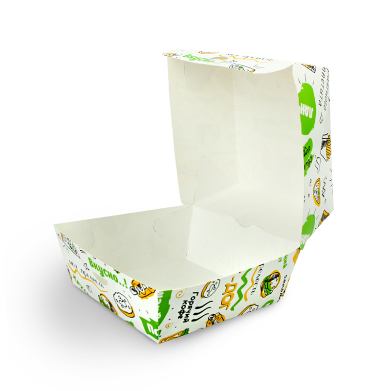 товар Упаковка для бургеров, 120*120*70 мм, большая, FOODкорт с замком BK354