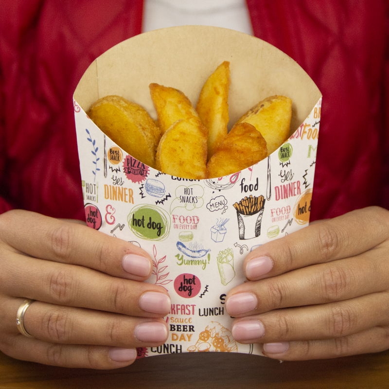 товар Упаковка для картофеля фри, большая, с рисунком BK013D
