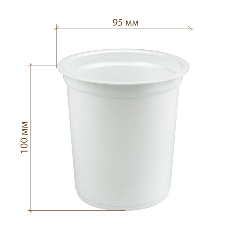 товар Круглый контейнер белый ПП (подходит под запайку), 400 мл, D=95 мм PK9540B