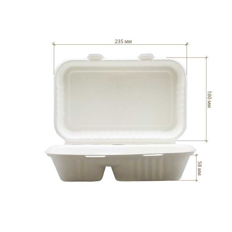 товар Ланч бокс для еды одноразовый белый, 2 секции LB023