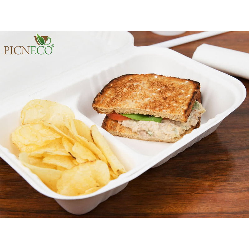 товар Ланч бокс для еды одноразовый белый, 2 секции LB023