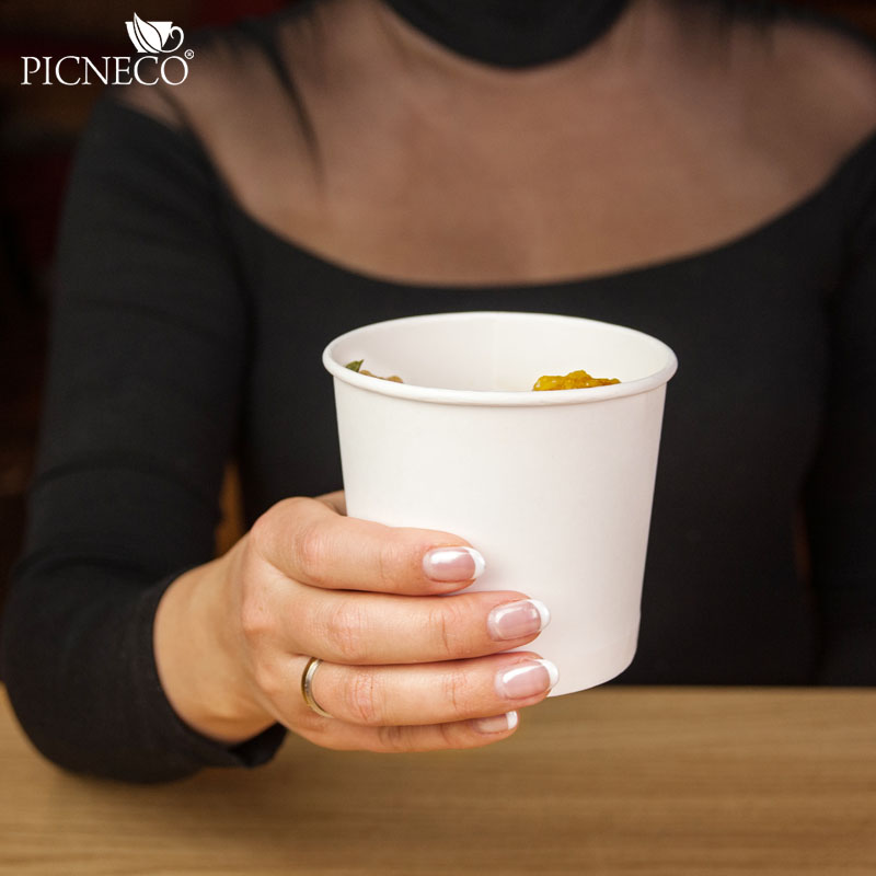 товар Одноразовая супница с бумажной крышкой белая, 320 мл (макс. 360 мл) BK044