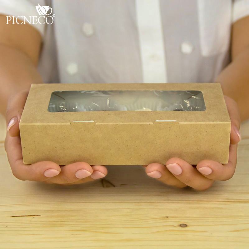 товар Контейнер бумажный, совмещенная крышка, 500 мл, 170*70*40 мм, крафт BK025