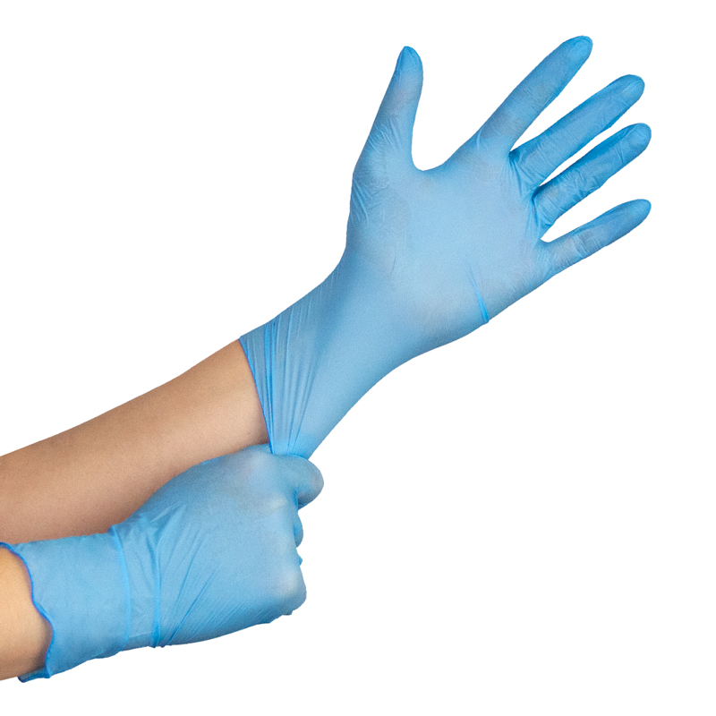 товар Перчатки нитриловые, неопудренные, текстурированные на пальцах, голубые, S V8-0001
