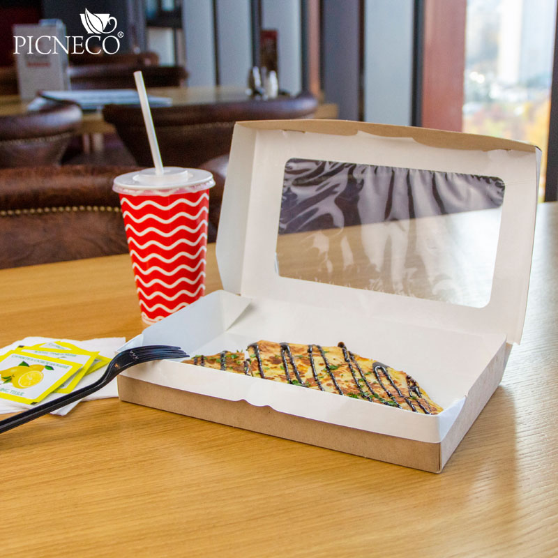 товар Контейнер бумажный, совмещенная крышка, 1400 мл, 250*150*40 мм, крафт BK029