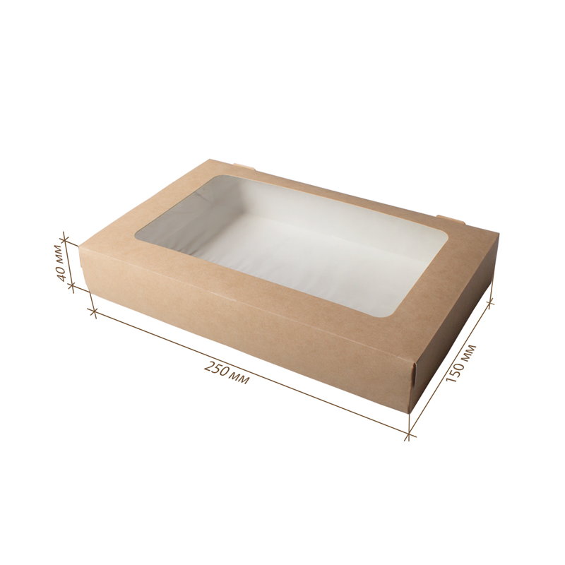 товар Контейнер бумажный, совмещенная крышка, 1400 мл, 250*150*40 мм, крафт BK029