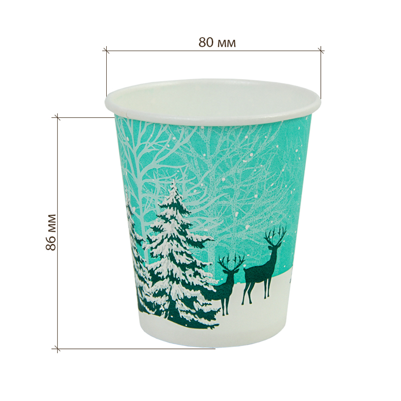 товар Стакан однослойный бумажный 250 мл "Олени" [под заказ] STB020Ol