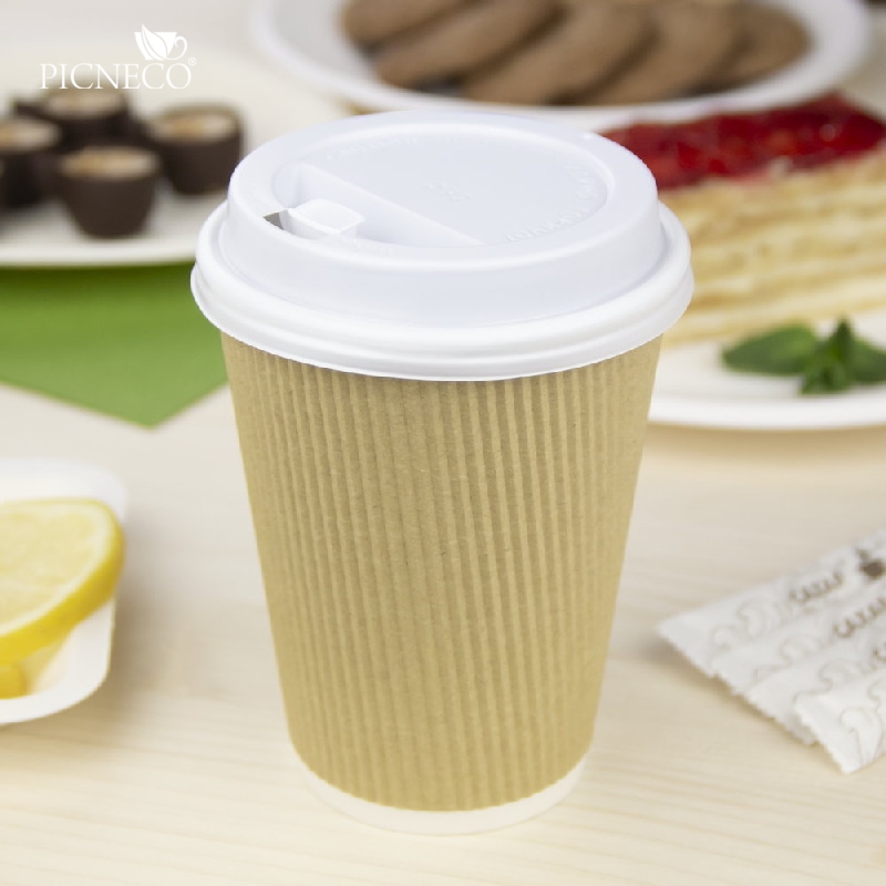 товар Бумажный гофрированный стакан, крафт, 350 мл (макс. 400 мл) STG035Kr