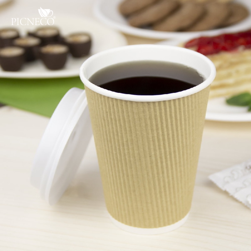 товар Бумажный гофрированный стакан, крафт, 350 мл (макс. 400 мл) STG035Kr