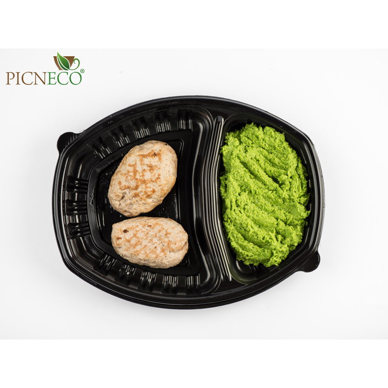 товар Ланчбокс 2-х секционный PP, черный, 257*202*37 мм, 800 мл, серия СпК-257-2 PLB2572