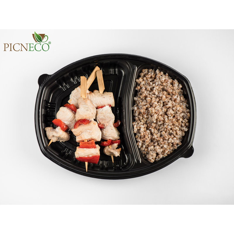 товар Ланчбокс 2-х секционный PP, черный, 257*202*37 мм, 800 мл, серия СпК-257-2 PLB2572