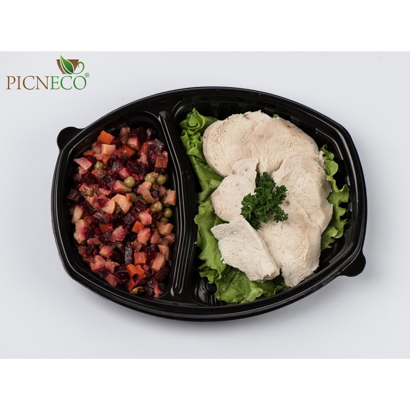 товар Ланчбокс 2-х секционный PP, черный, 257*202*37 мм, 800 мл, серия СпК-257-2 PLB2572