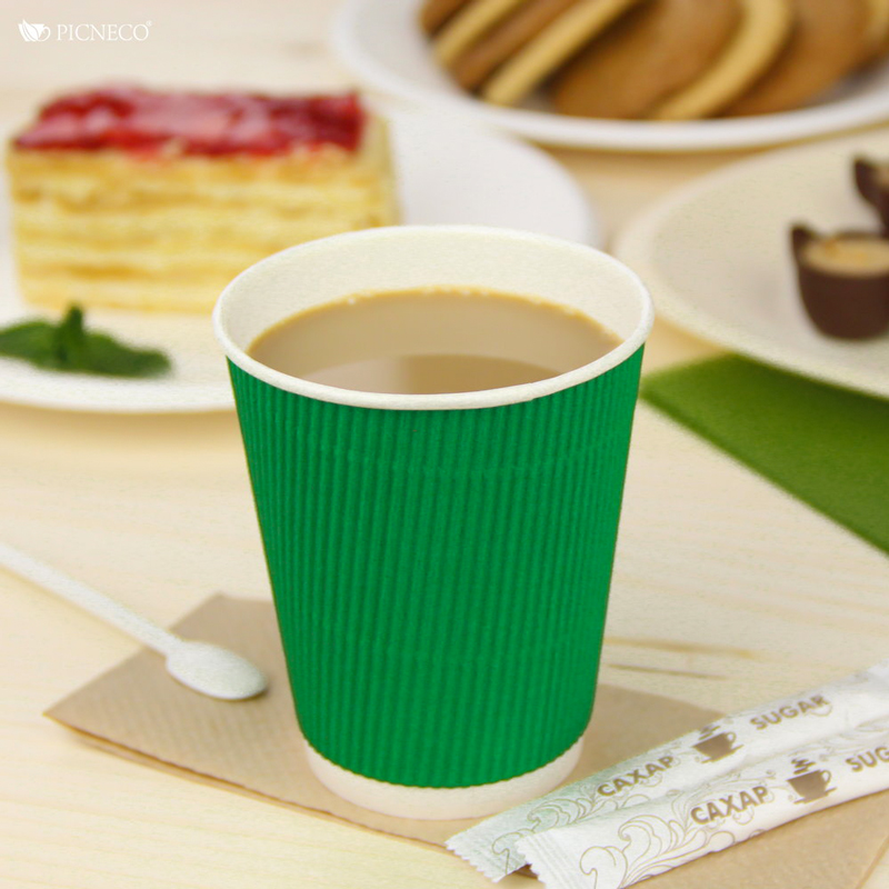 товар Бумажный гофрированный стакан, зеленый, 250 мл (макс. 270 мл) STG125Z