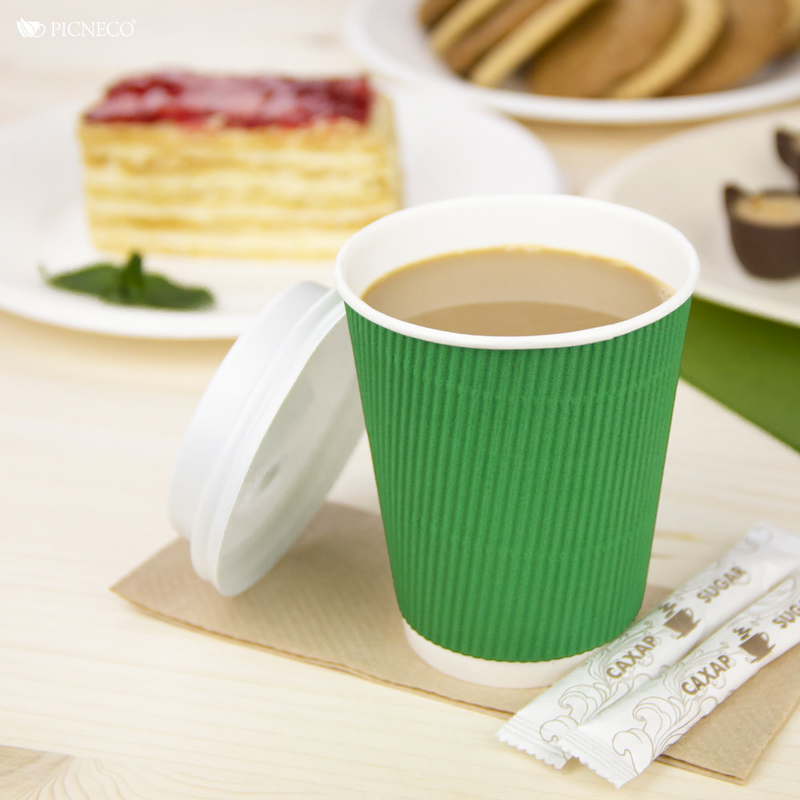 товар Бумажный гофрированный стакан, зеленый, 250 мл (макс. 270 мл) STG125Z