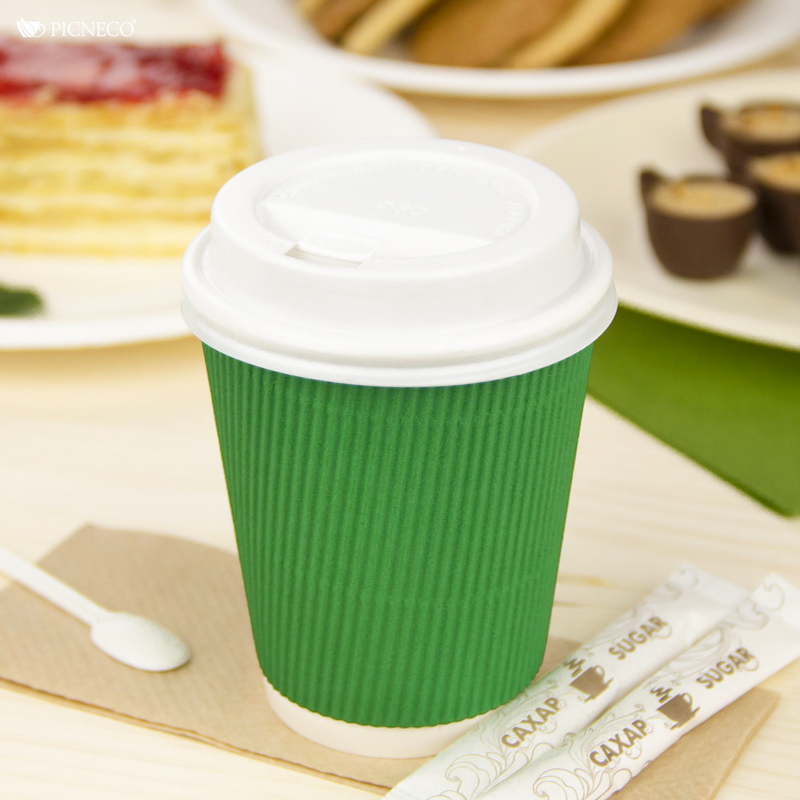 товар Бумажный гофрированный стакан, зеленый, 250 мл (макс. 270 мл) STG125Z