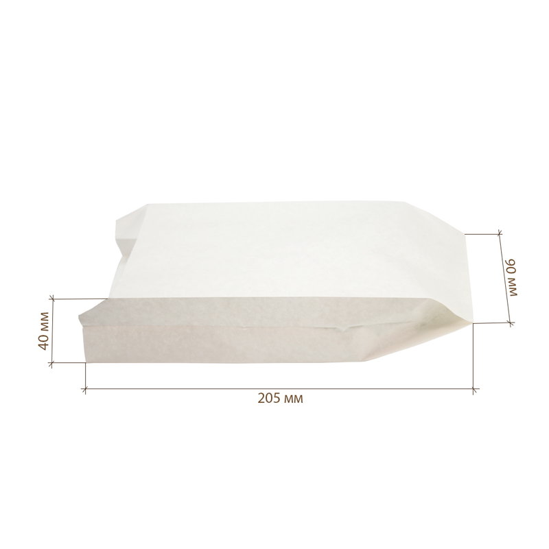 товар Бумажный крафт пакет с плоским дном, плоский пакет, белый, 90*40*205 мм ОДП KLD009