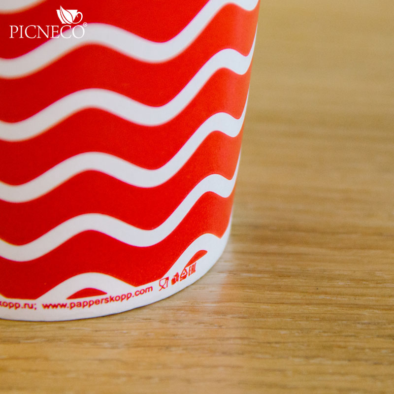 товар Одноразовый бумажный стакан 350 мл красный с принтом ST135D