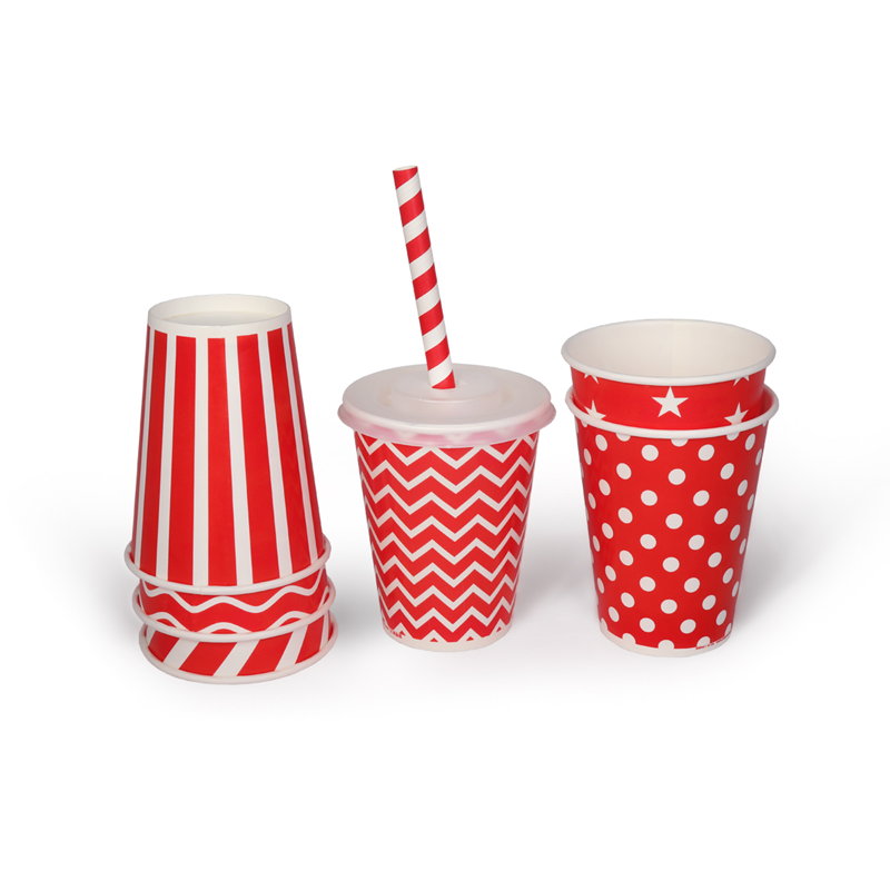 товар Одноразовый бумажный стакан 350 мл красный с принтом ST135D