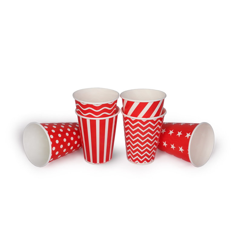 товар Одноразовый бумажный стакан 350 мл красный с принтом ST135D