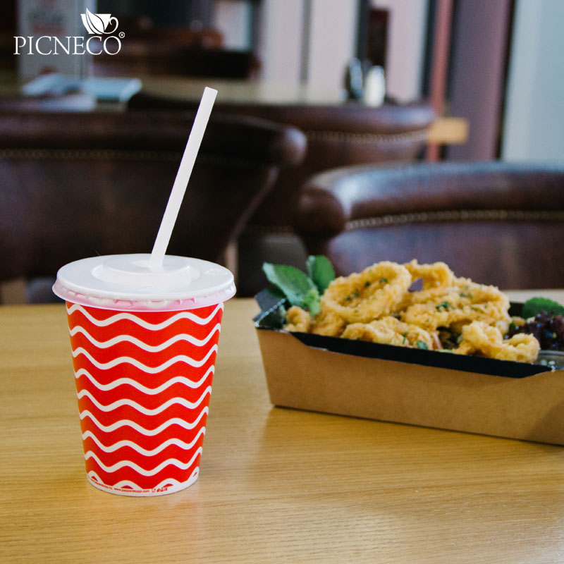 товар Одноразовый бумажный стакан 350 мл красный с принтом ST135D