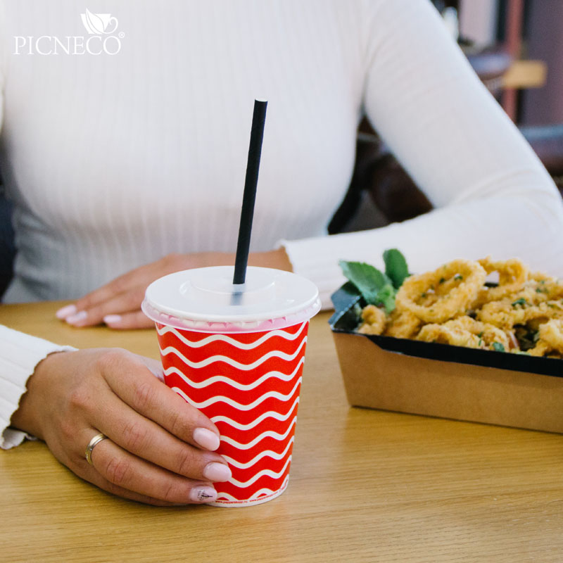 товар Одноразовый бумажный стакан 350 мл красный с принтом ST135D