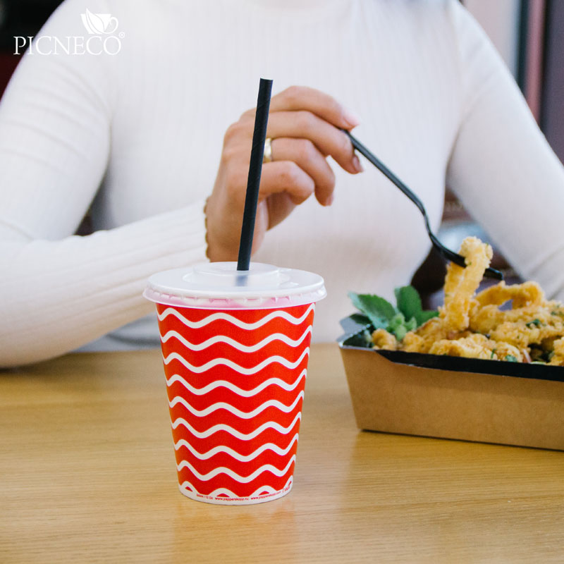 товар Одноразовый бумажный стакан 350 мл красный с принтом ST135D