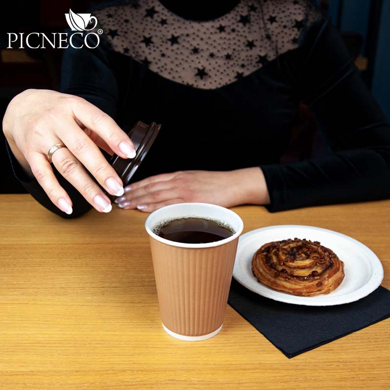 товар Бумажный рифленый стакан, 360 мл (макс. 420 мл), крафт STG235Kr