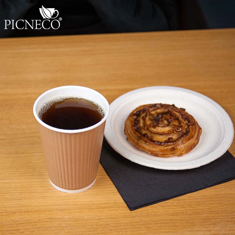 товар Бумажный рифленый стакан, 360 мл (макс. 420 мл), крафт STG235Kr