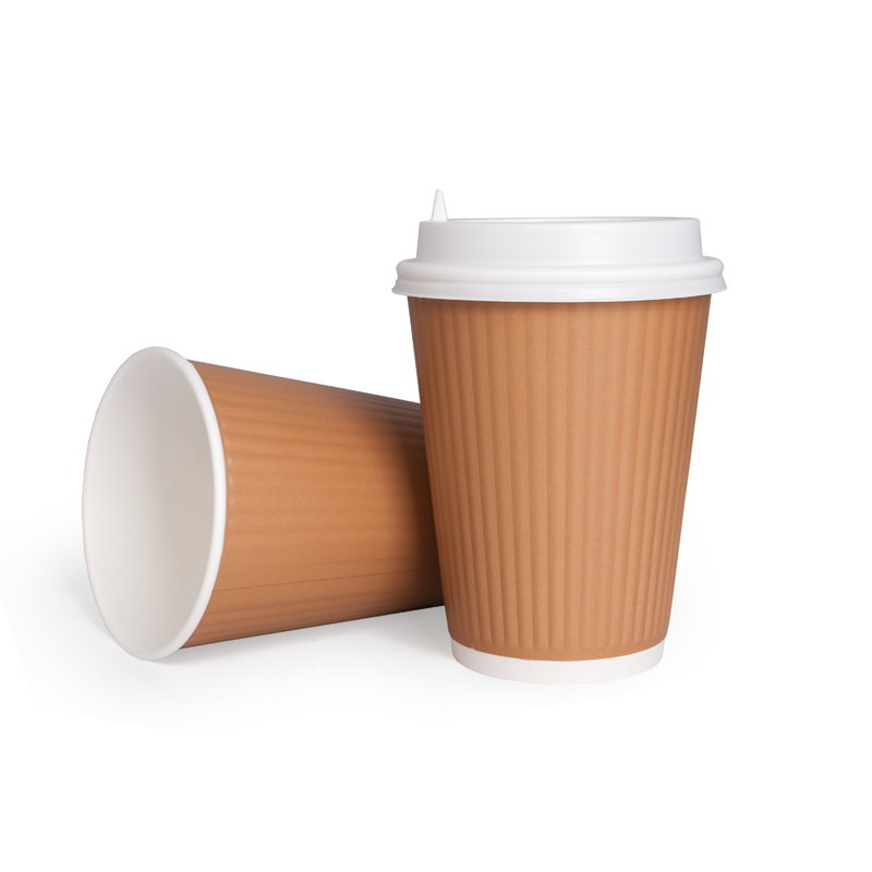 товар Бумажный рифленый стакан, 360 мл (макс. 420 мл), крафт STG235Kr